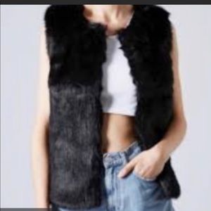Topshop Black Faux Fur Vest Size 4